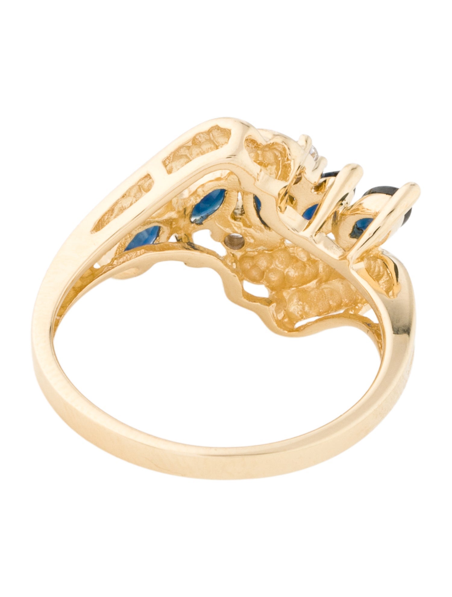 Ring 14K Sapphire & Diamond Cocktail Ring